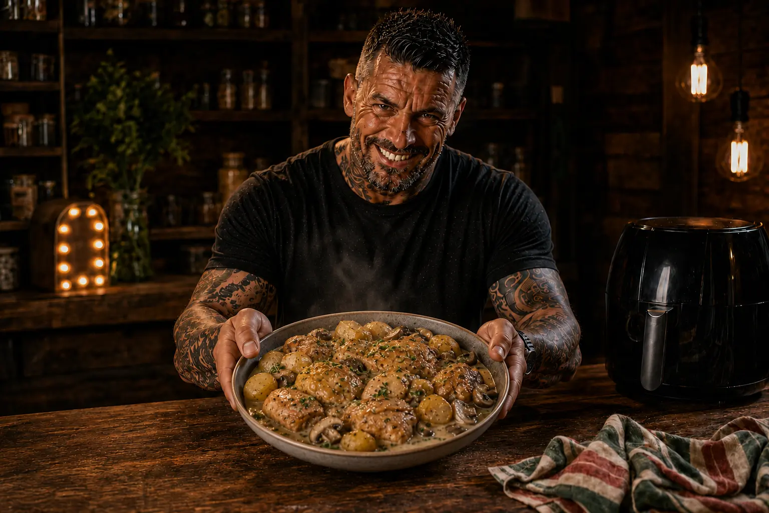 Air-Fryer Chicken Marsala Mushroom Potato Pots