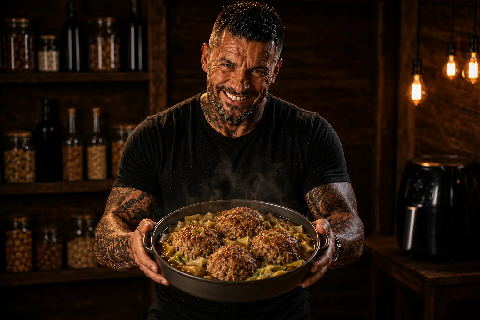 Air Fryer Chinese Lion's Head Pork Meatball Cabbage Pots