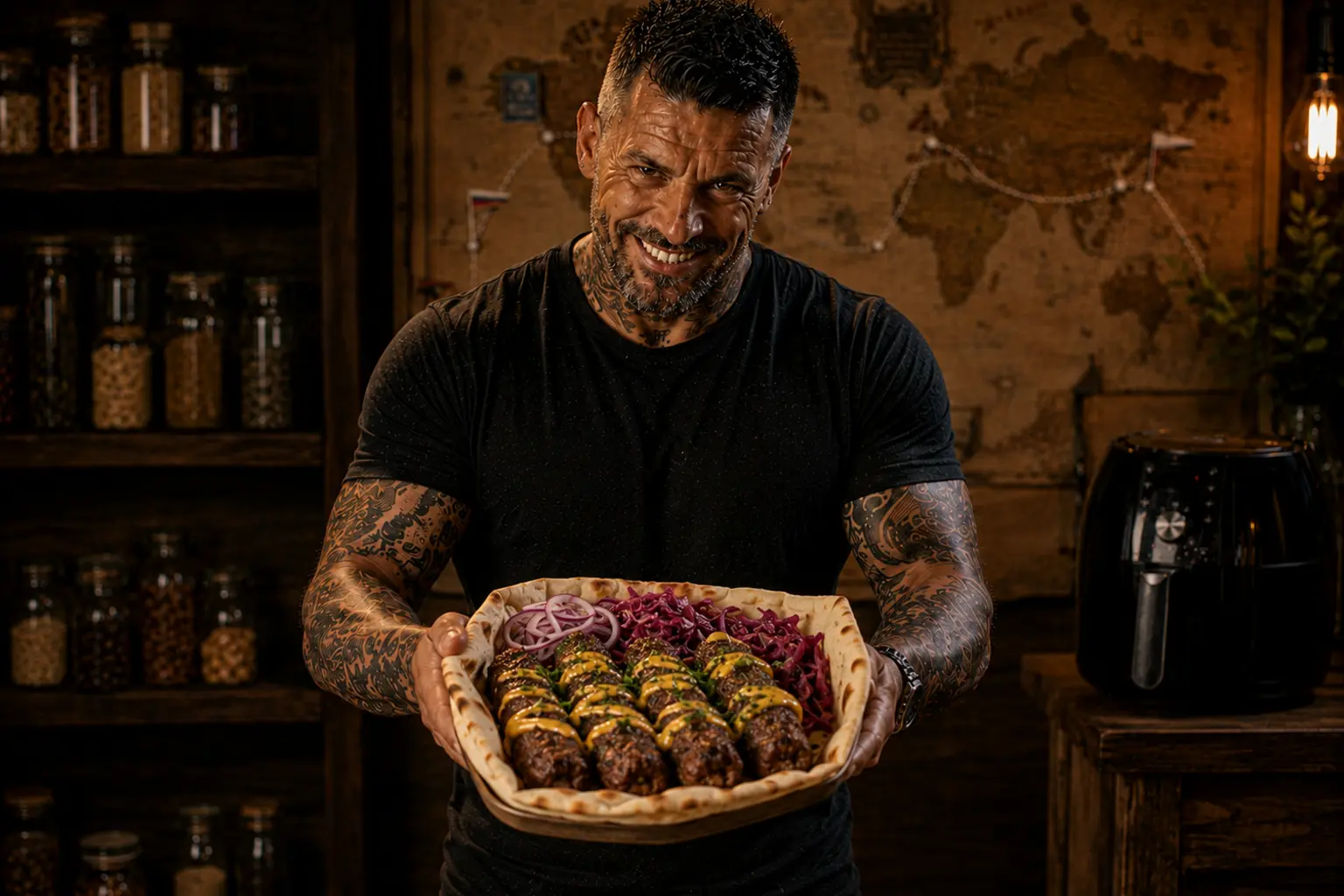 Air-Fryer Romanian Mici Mustard Flatbread Boxes