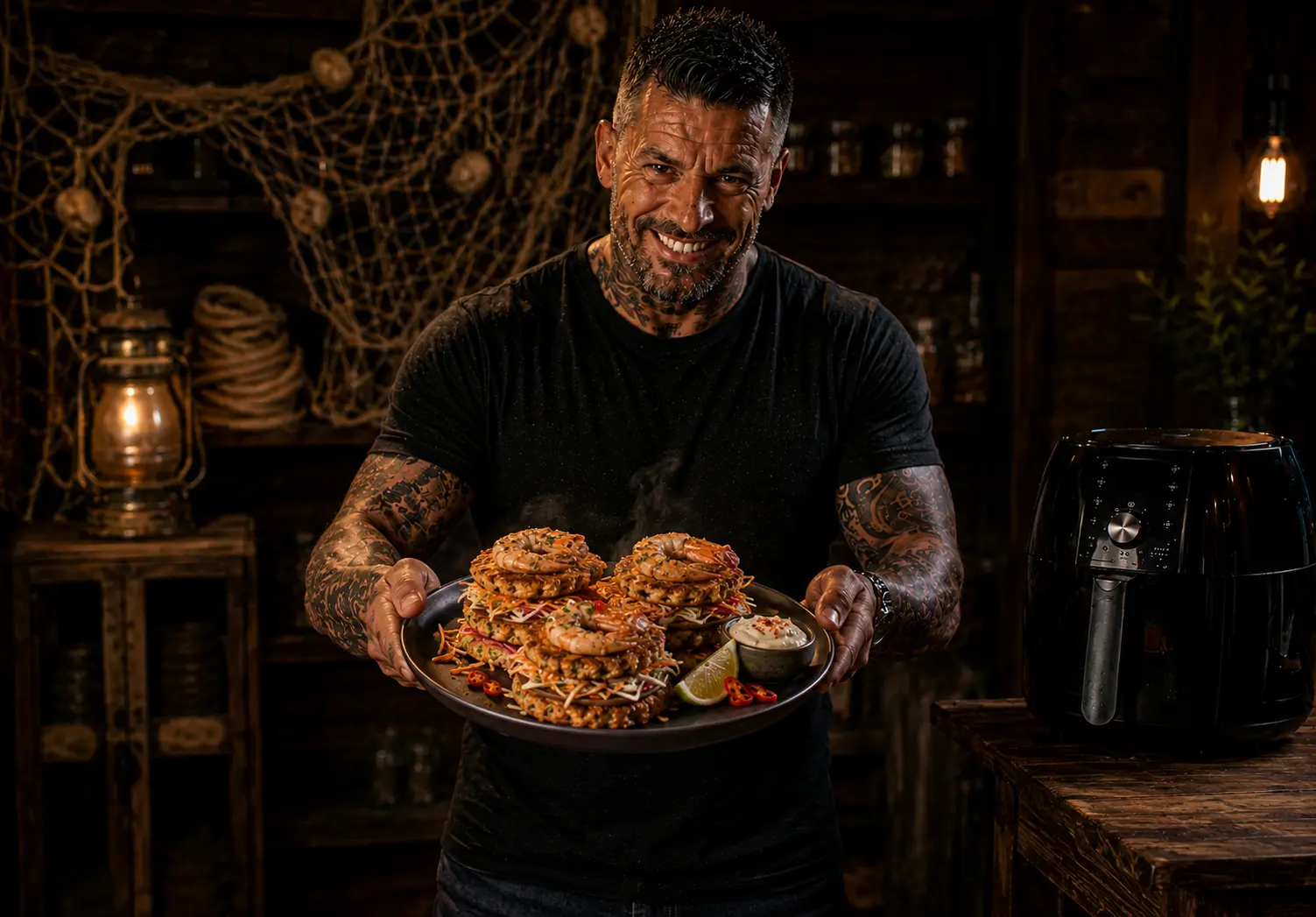 Air Fryer Sri Lankan Isso Wade Prawn Fritter Stacks