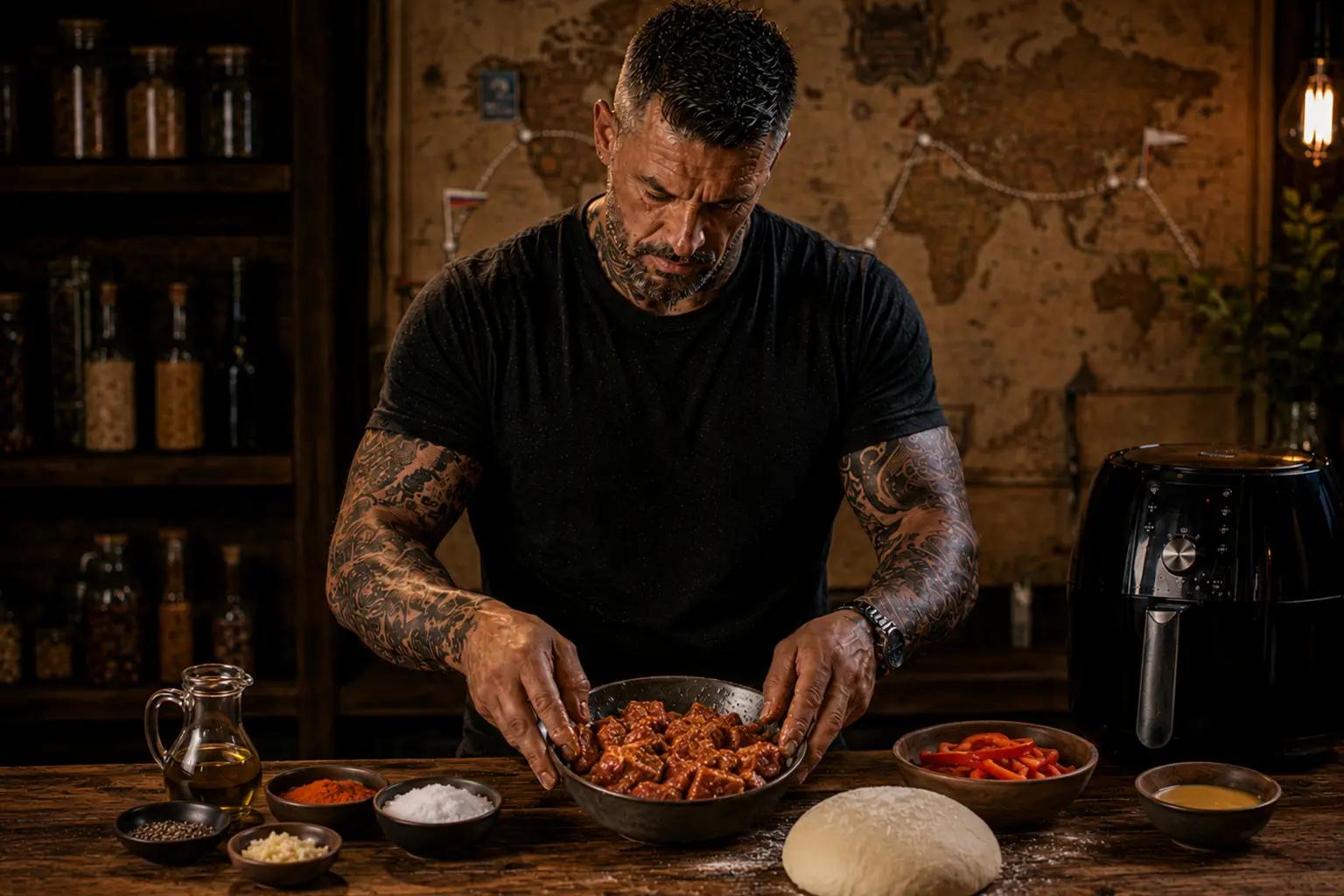 Air-Fryer Macedonian Pastrmajlija Pork Flatbread Melts preparation stage