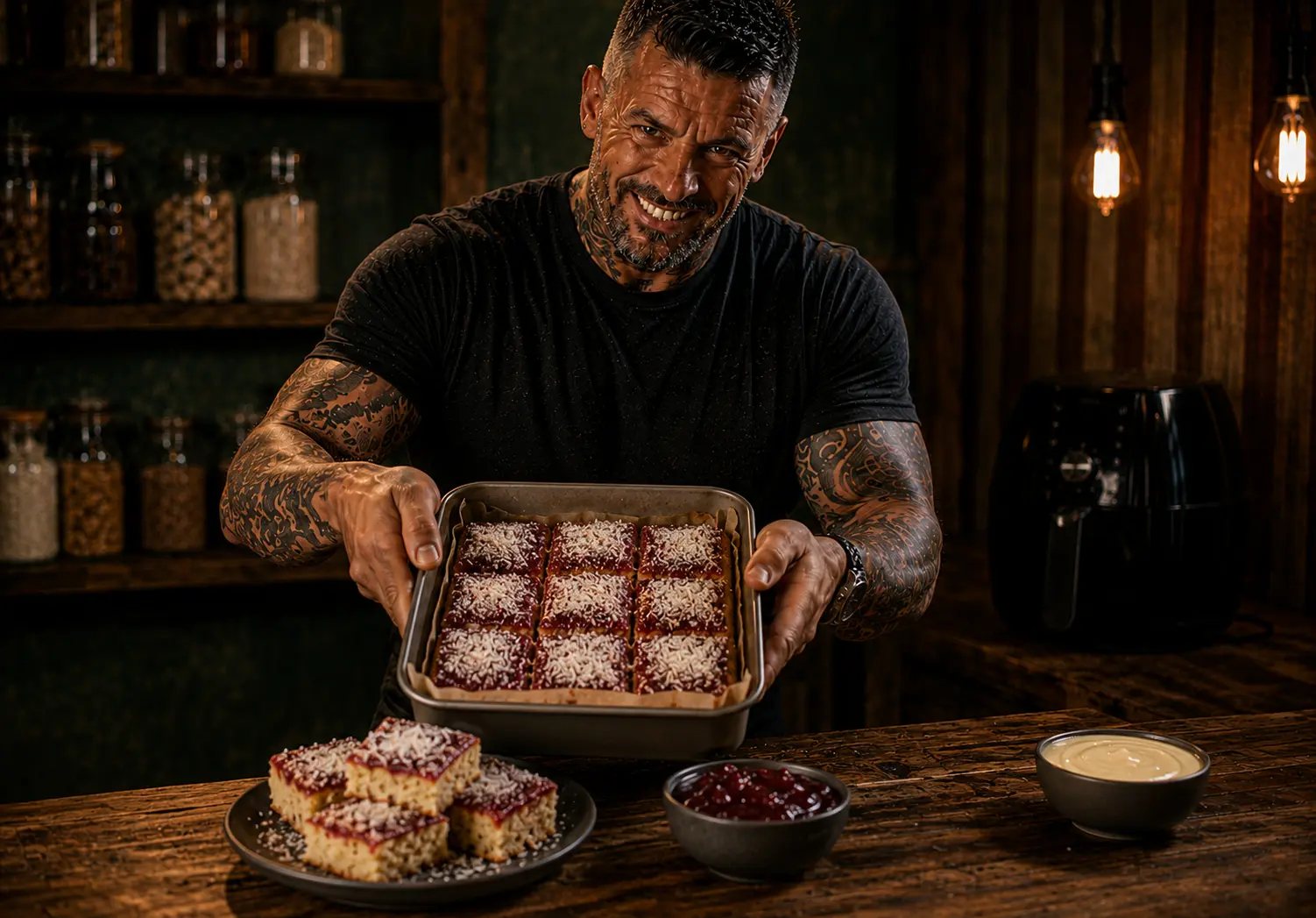 Air-Fryer Coconut Jam School Cake Squares