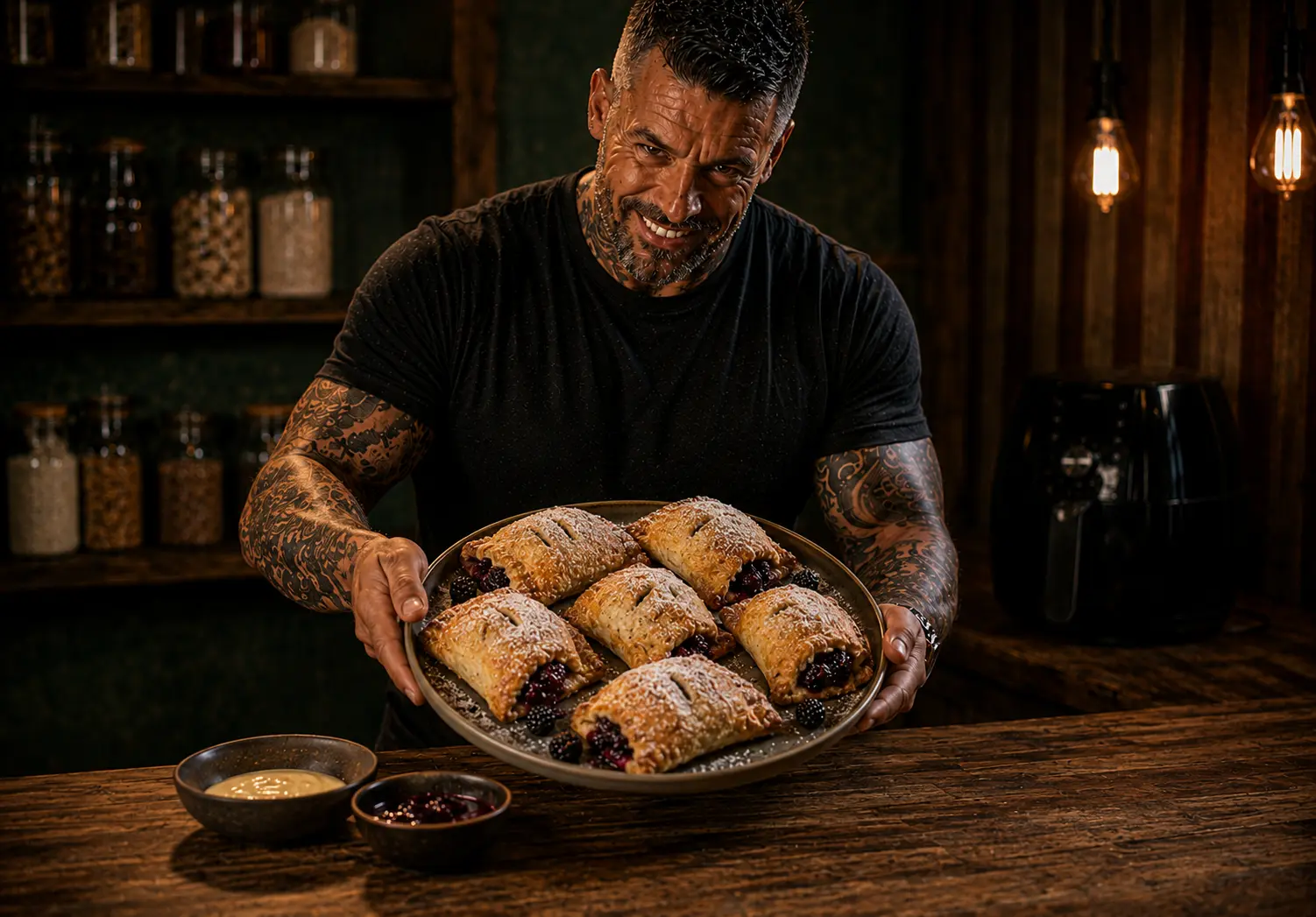 Air-Fryer Apple & Blackberry Crumble Turnovers