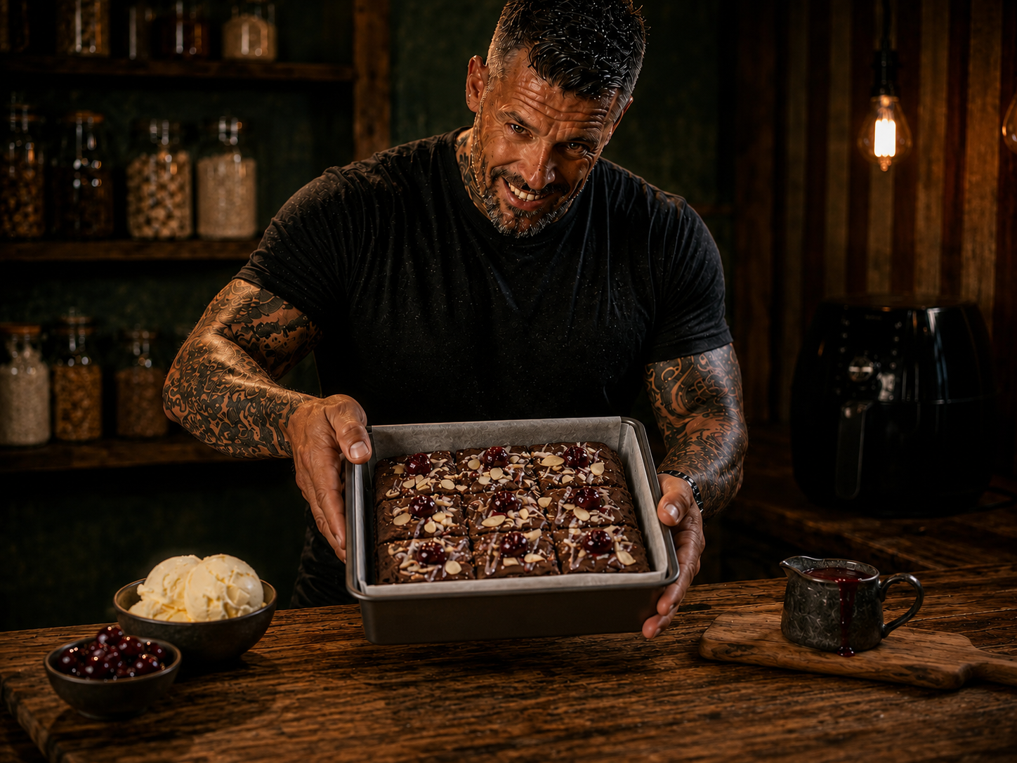 Air-Fryer Cherry Chocolate Bakewell Brownies