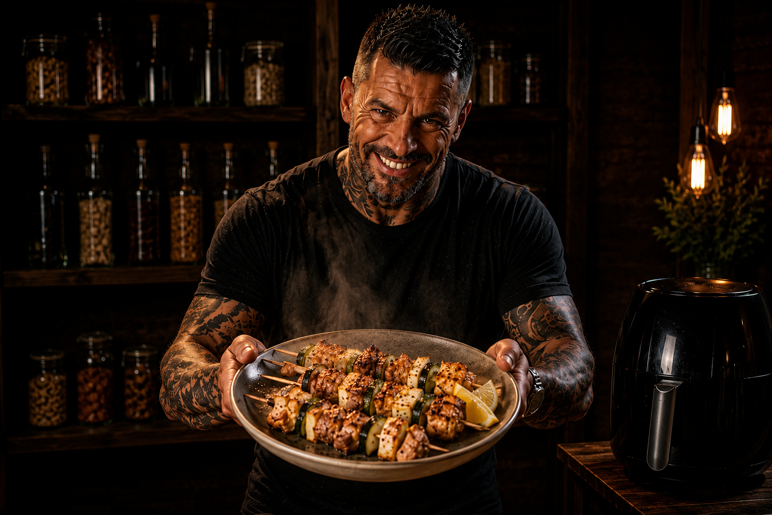 Air-Fryer Cypriot Halloumi Chicken & Courgette Skewers