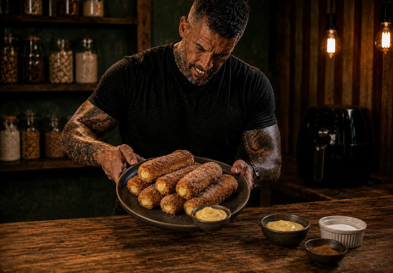 Air-Fryer Custard Doughnut Bread Rolls