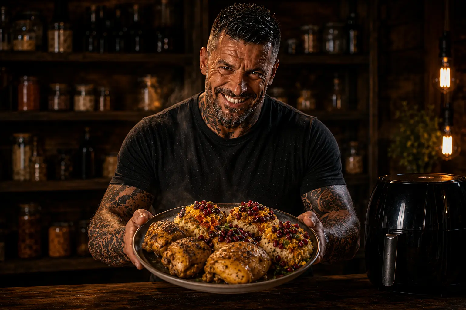 Air-Fryer Persian Saffron Barberry Chicken Rice Pots