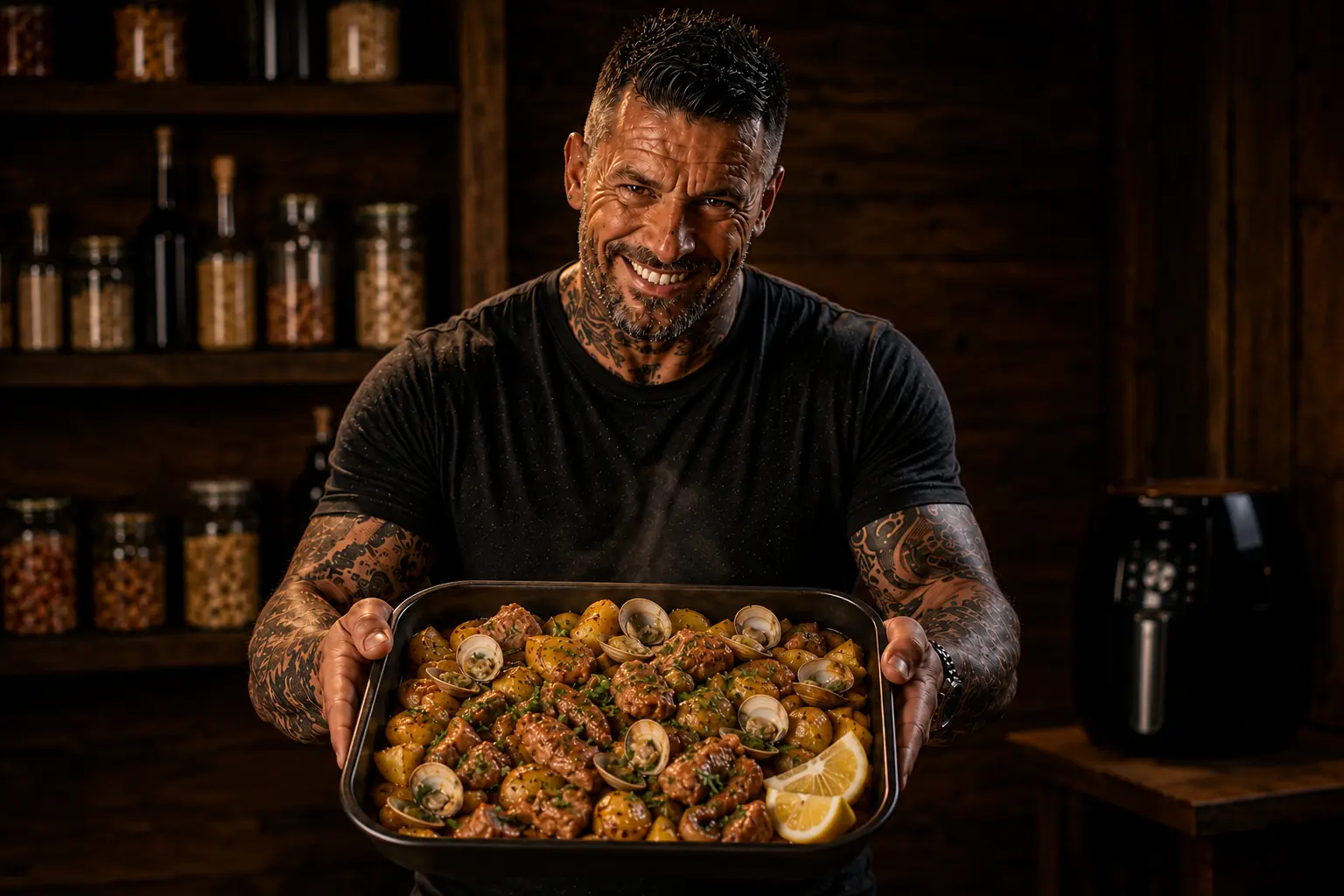 Air Fryer Portuguese Pork & Clam Potato Trays