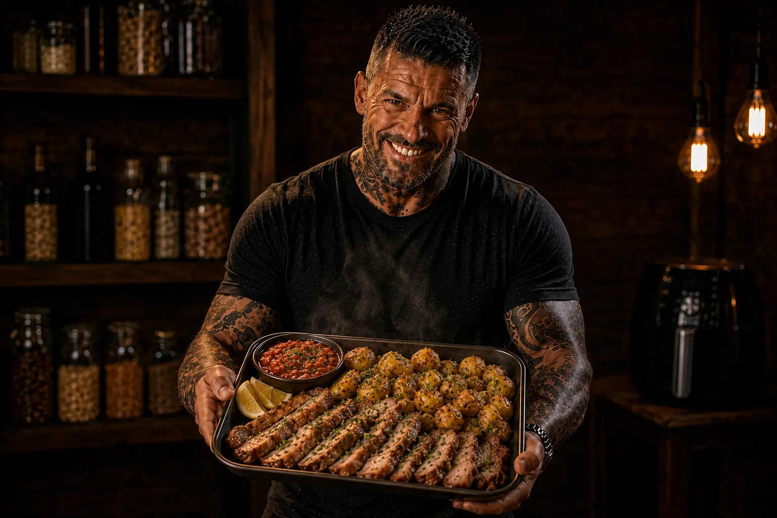 Air Fryer Spanish Secreto Pork & Romesco Potato Trays