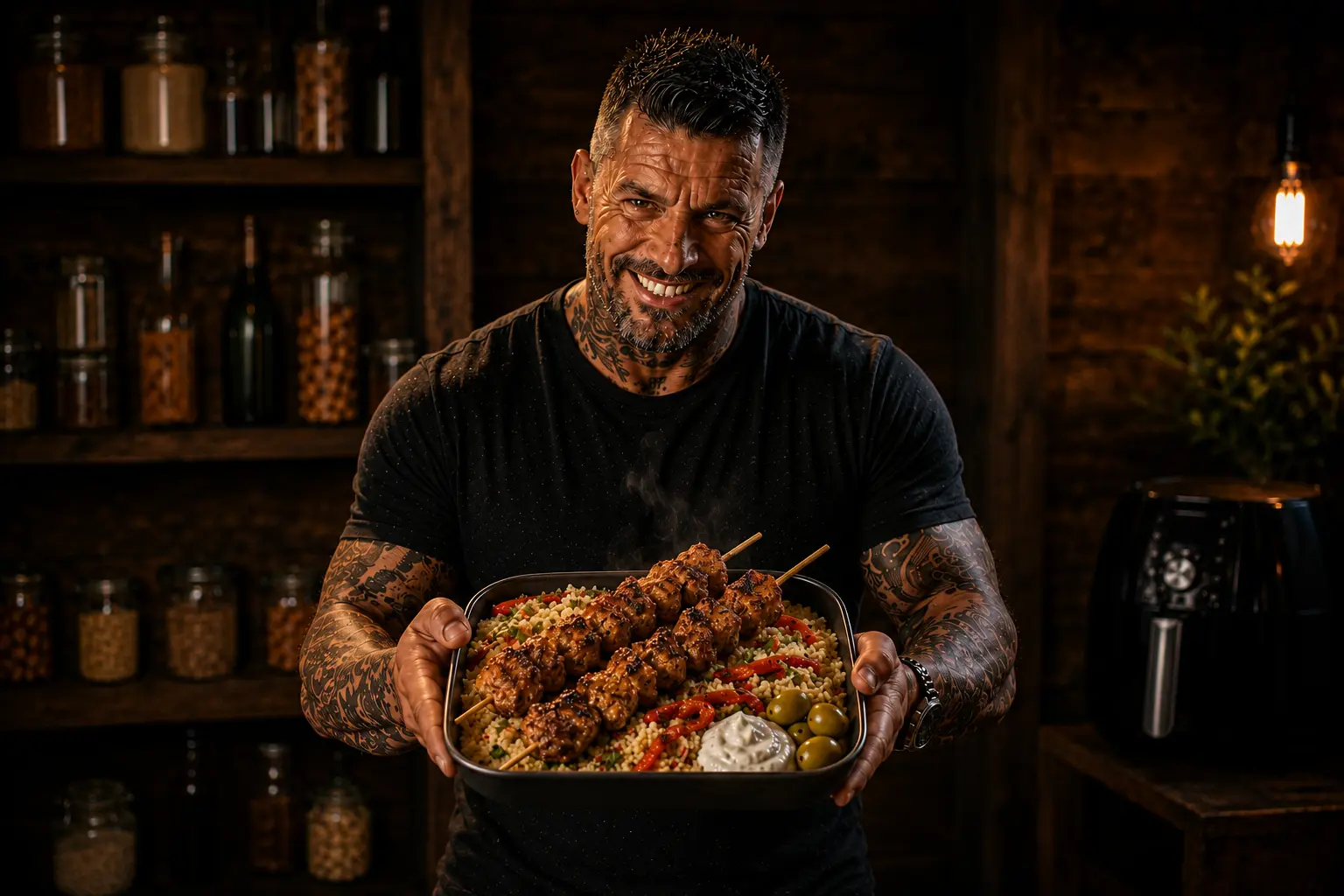 Air Fryer Spanish Pinchos Morunos Pork Couscous Boxes