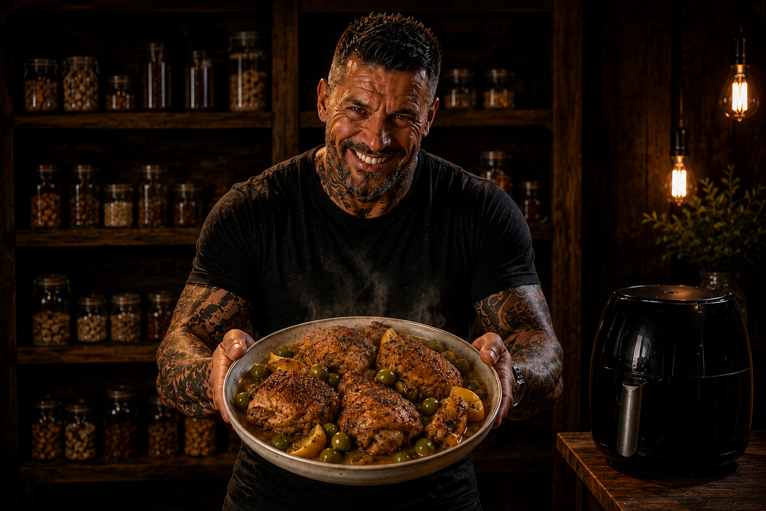 Air-Fryer Moroccan Preserved Lemon Olive Chicken Thighs