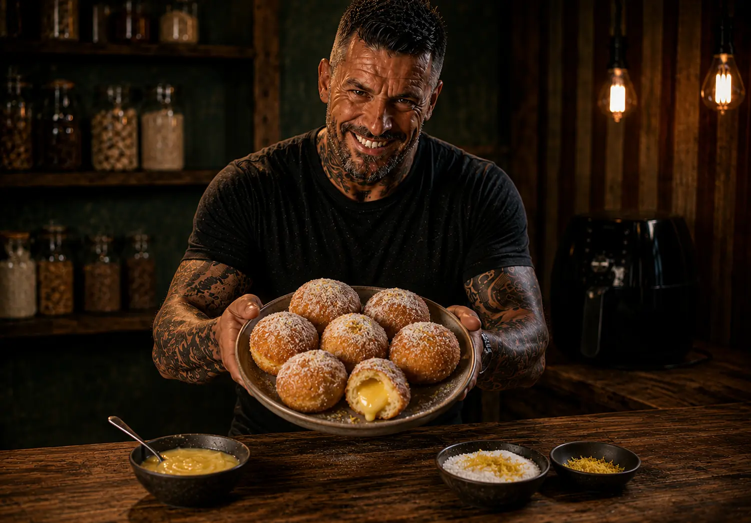 Air-Fryer Lemon Curd Doughnut Bites