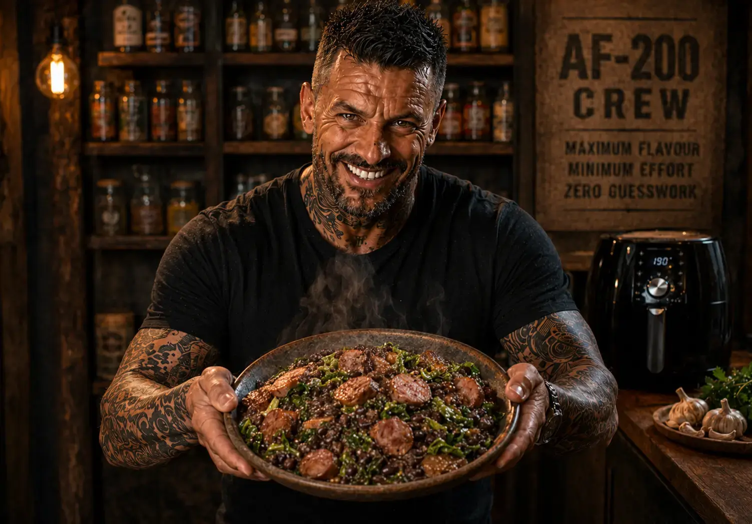 Air Fryer Brazilian Tutu de Feijao Sausage & Greens Pots