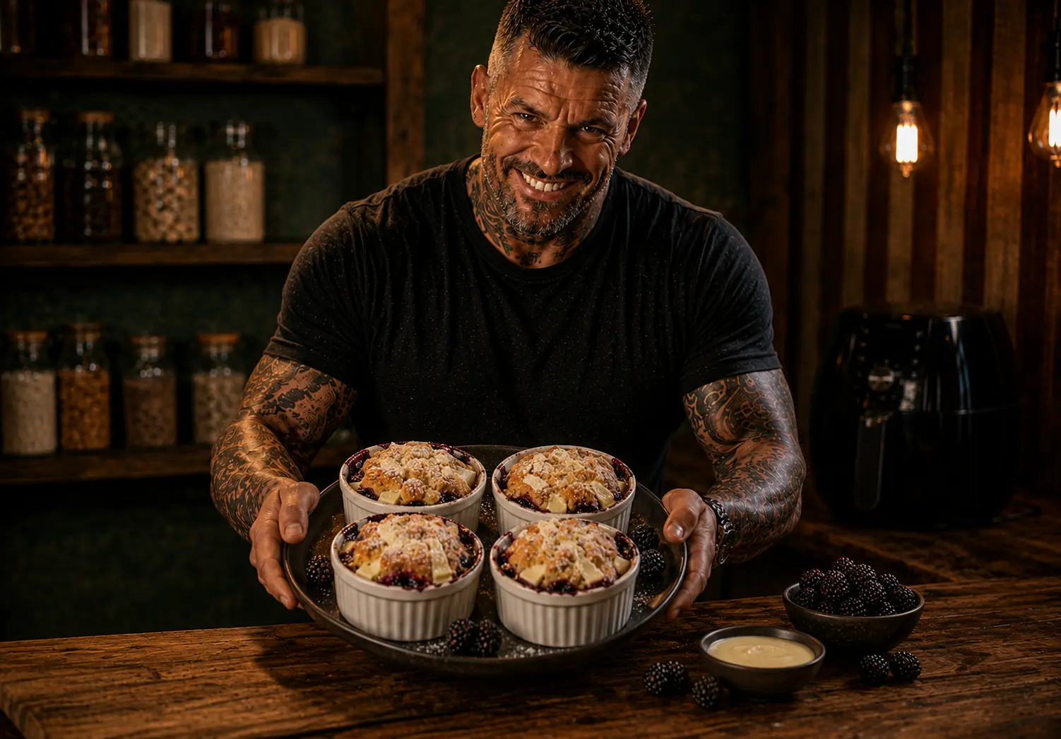 Air-Fryer Blackberry White Chocolate Cobbler Pots