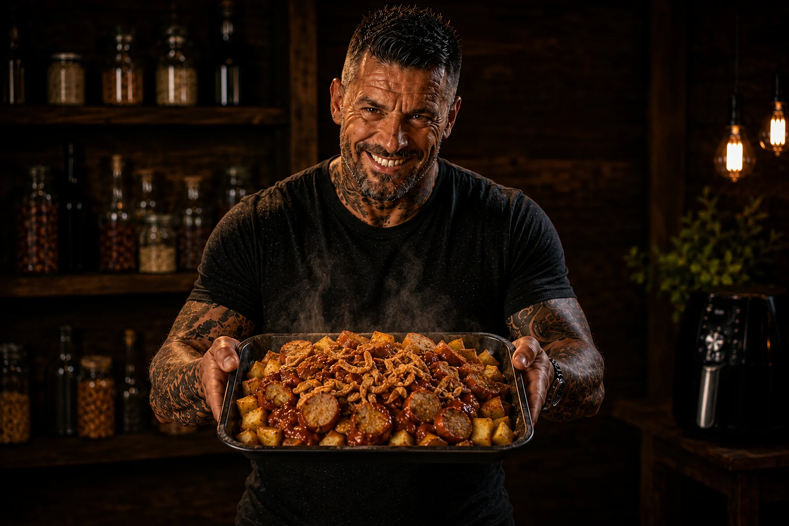 Air Fryer German Currywurst Loaded Potato Boxes