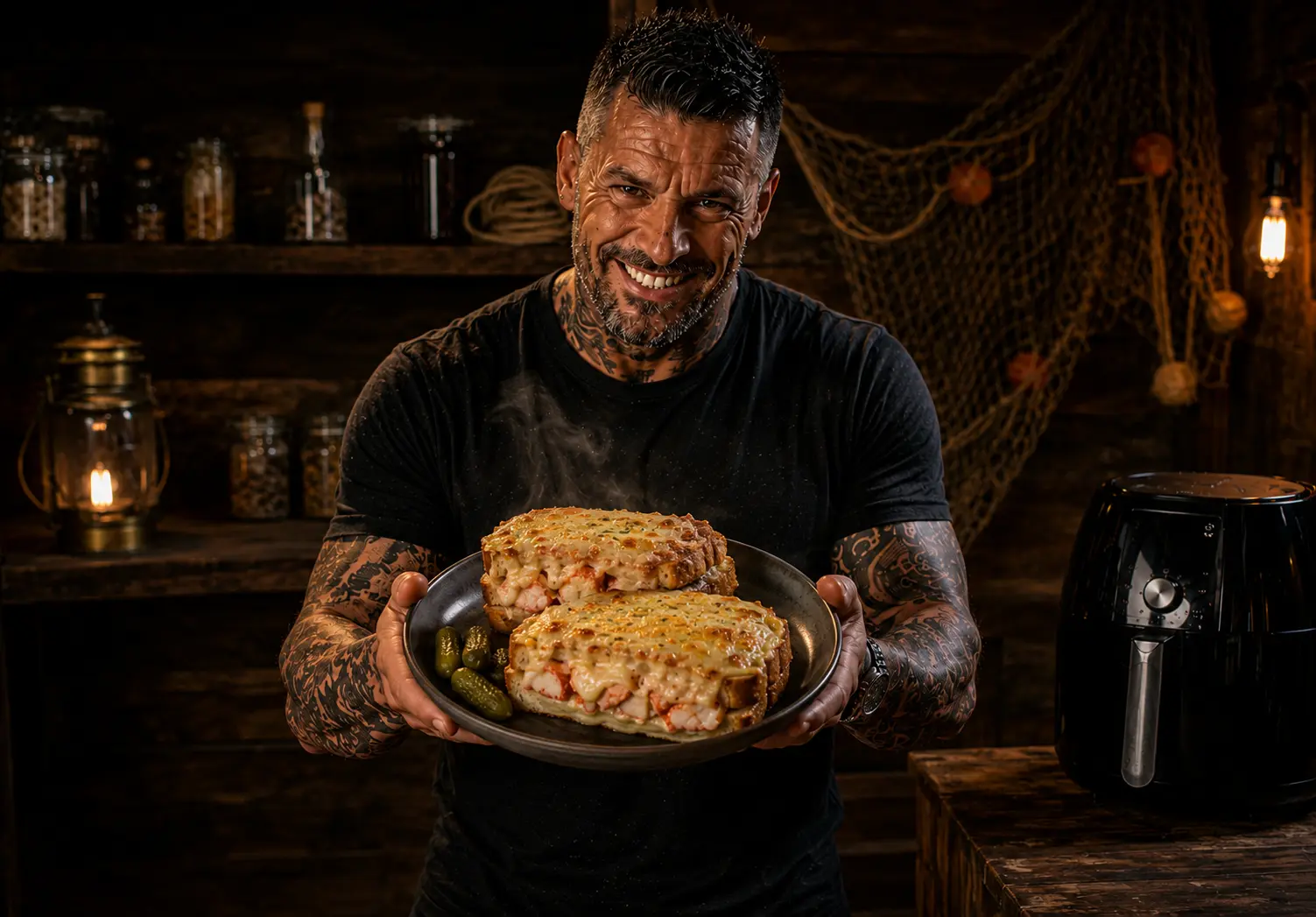 Air Fryer French Lobster Croque Monsieur Melts
