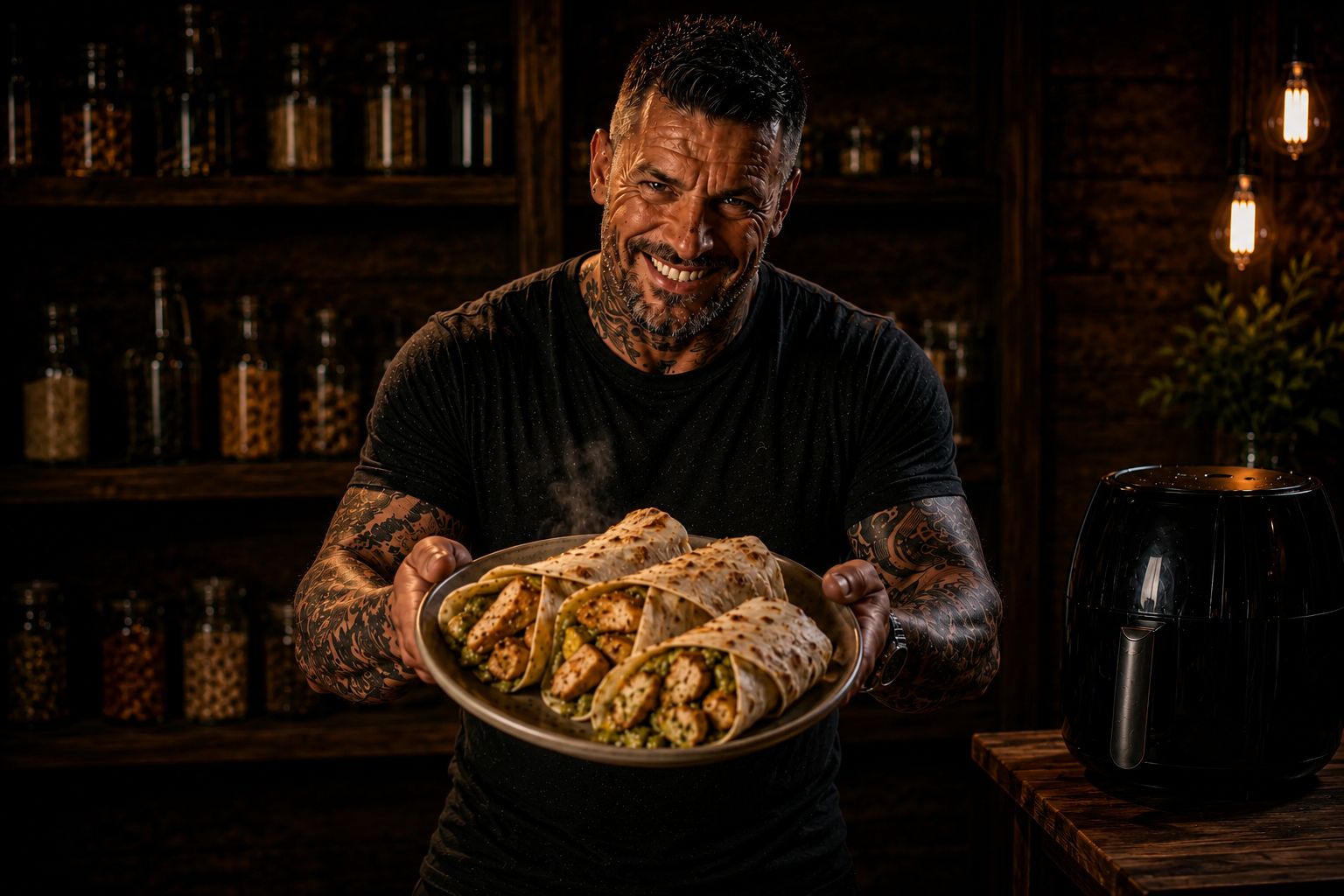 Air-Fryer Trinidad Green Seasoning Chicken Roti Wraps