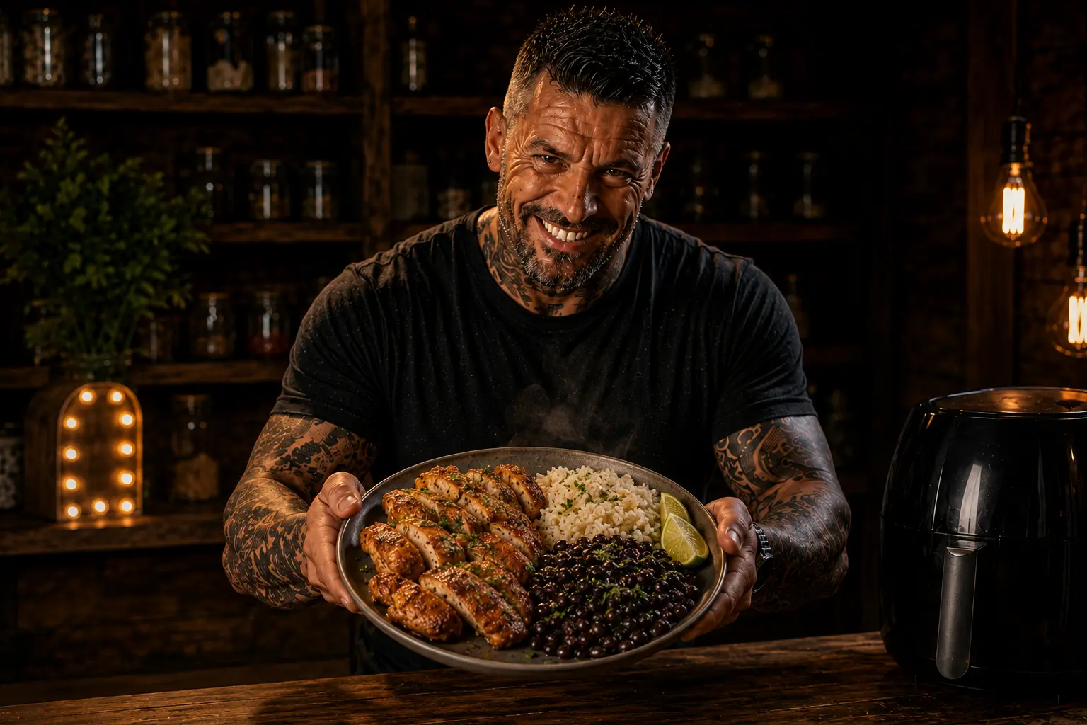 Air-Fryer Cuban Garlic Lime Chicken & Black Bean Boxes