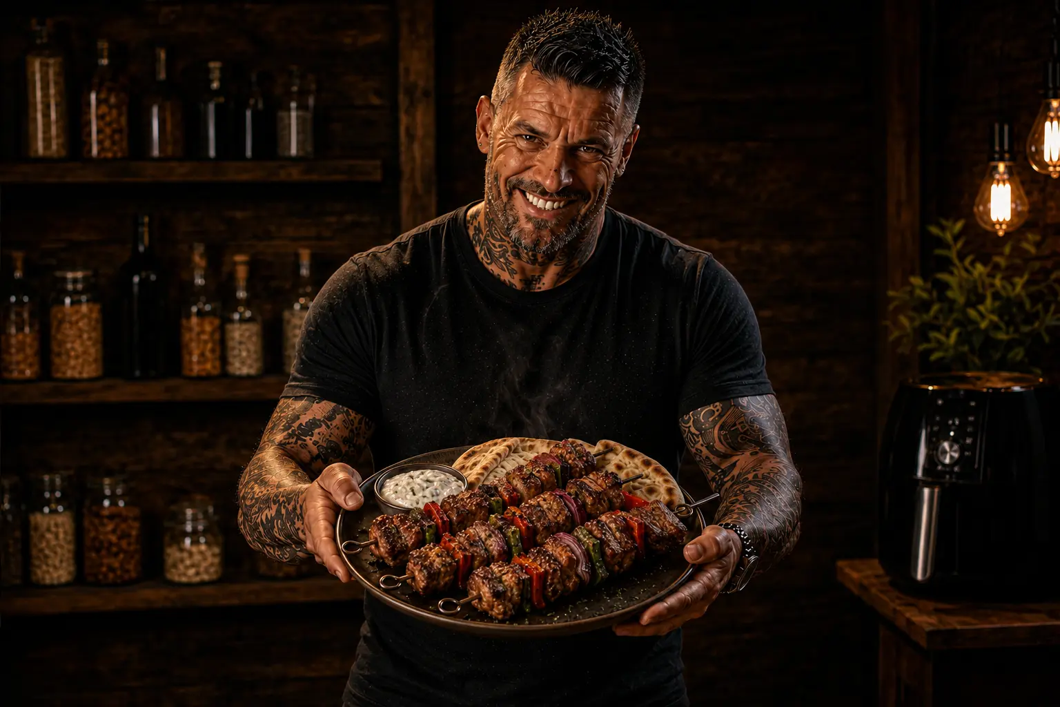 Air Fryer Greek Kontosouvli Pork & Pepper Skewers