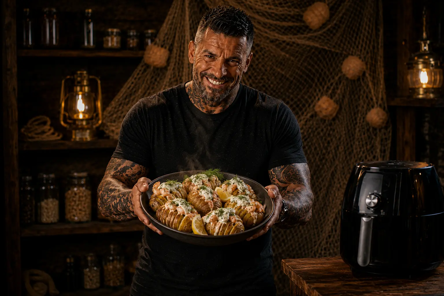 Air Fryer Swedish Prawn & Dill Hasselback Potato Boxes