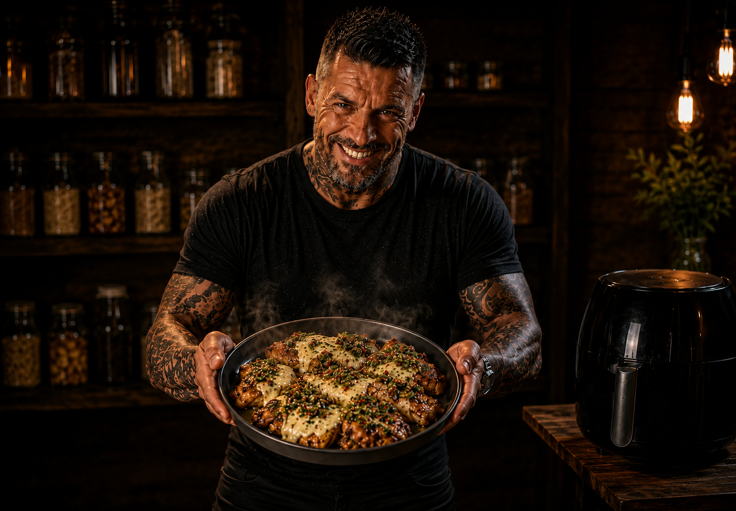 Air-Fryer Argentinian Chimichurri Chicken Provoleta Trays