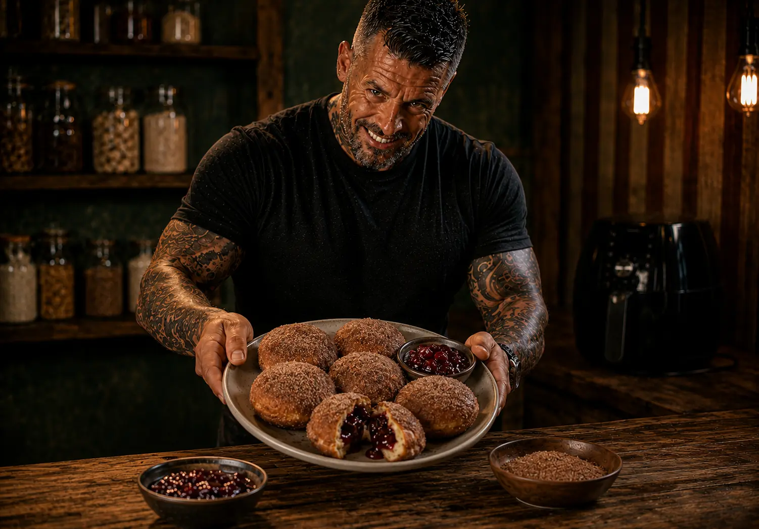 Air-Fryer Chocolate Cherry Doughnut Pockets