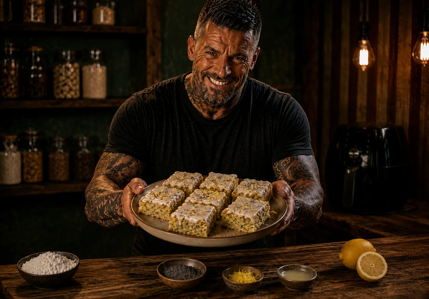 Air-Fryer Lemon Poppy Seed Cake Bars