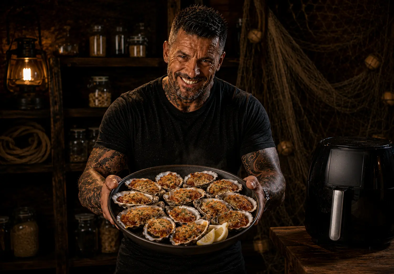 Air Fryer Bloody Mary Oyster Gratin Shells