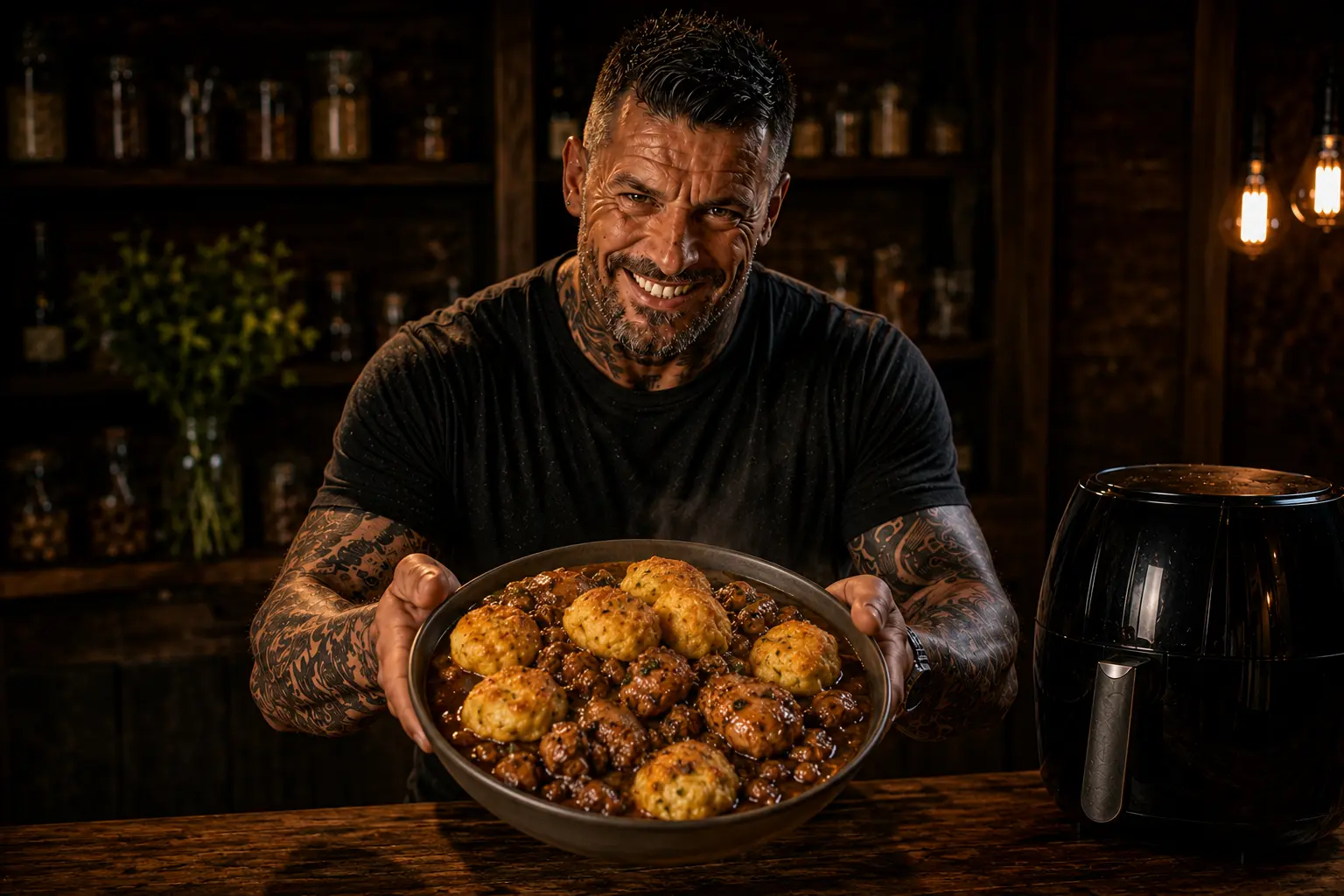 Air-Fryer Jamaican Brown Stew Chicken & Dumpling Pots
