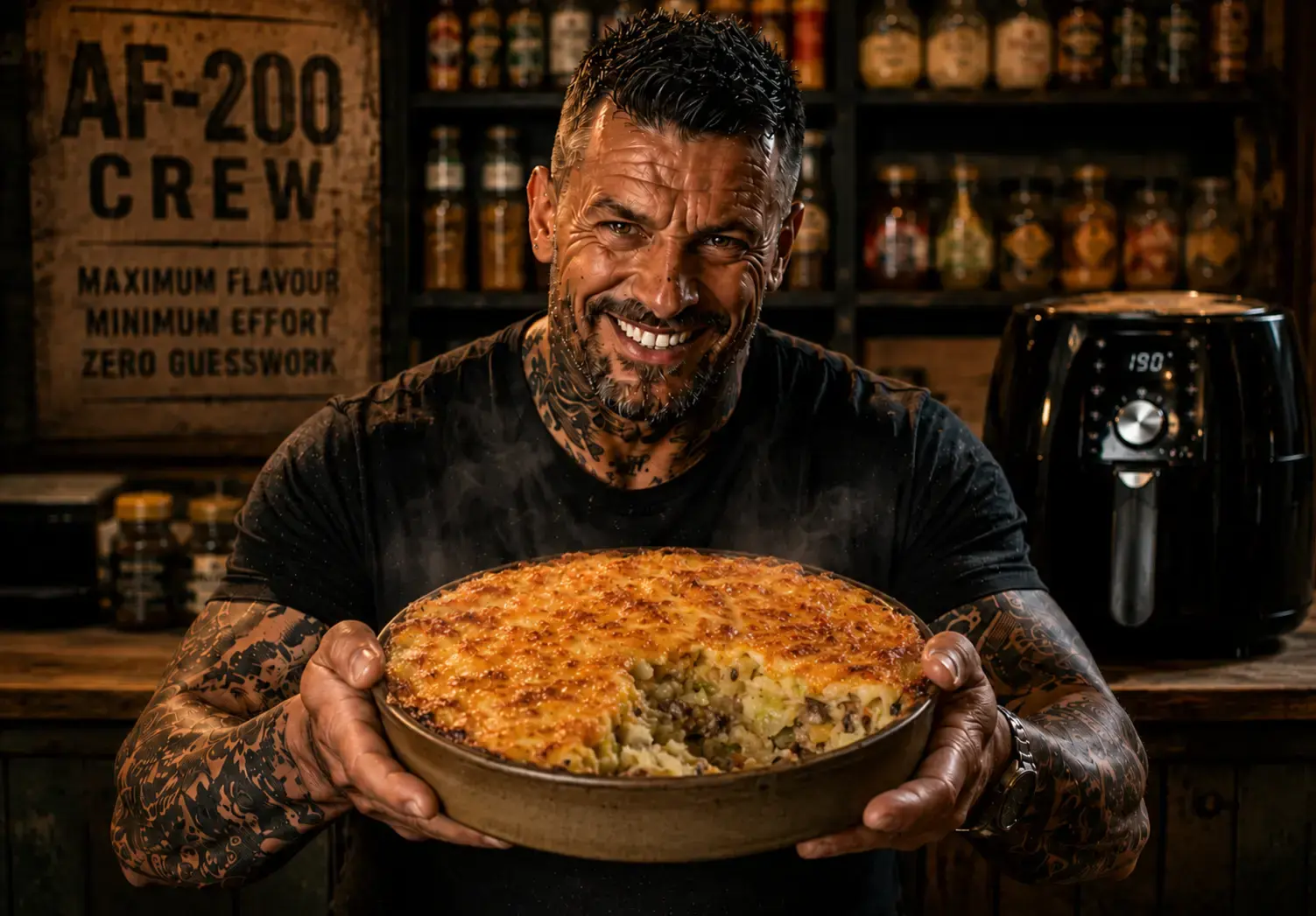 Air Fryer Scottish Rumbledethumps Cheese-Crust Bake