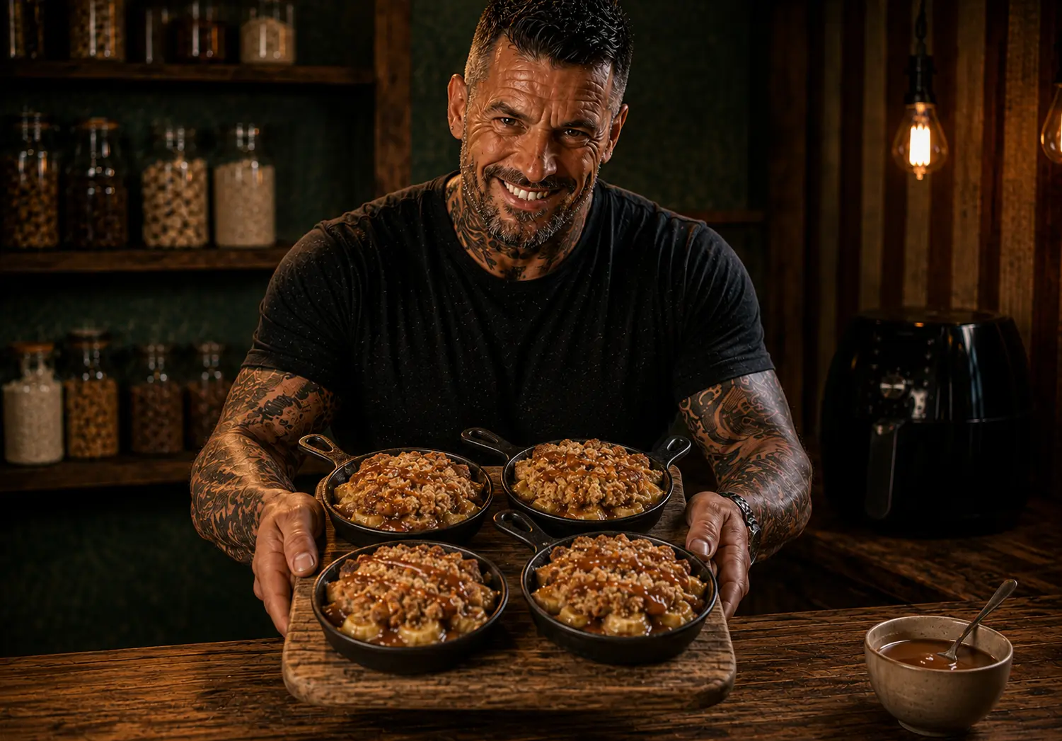 Air-Fryer Caramelised Banana Crumble Skillets
