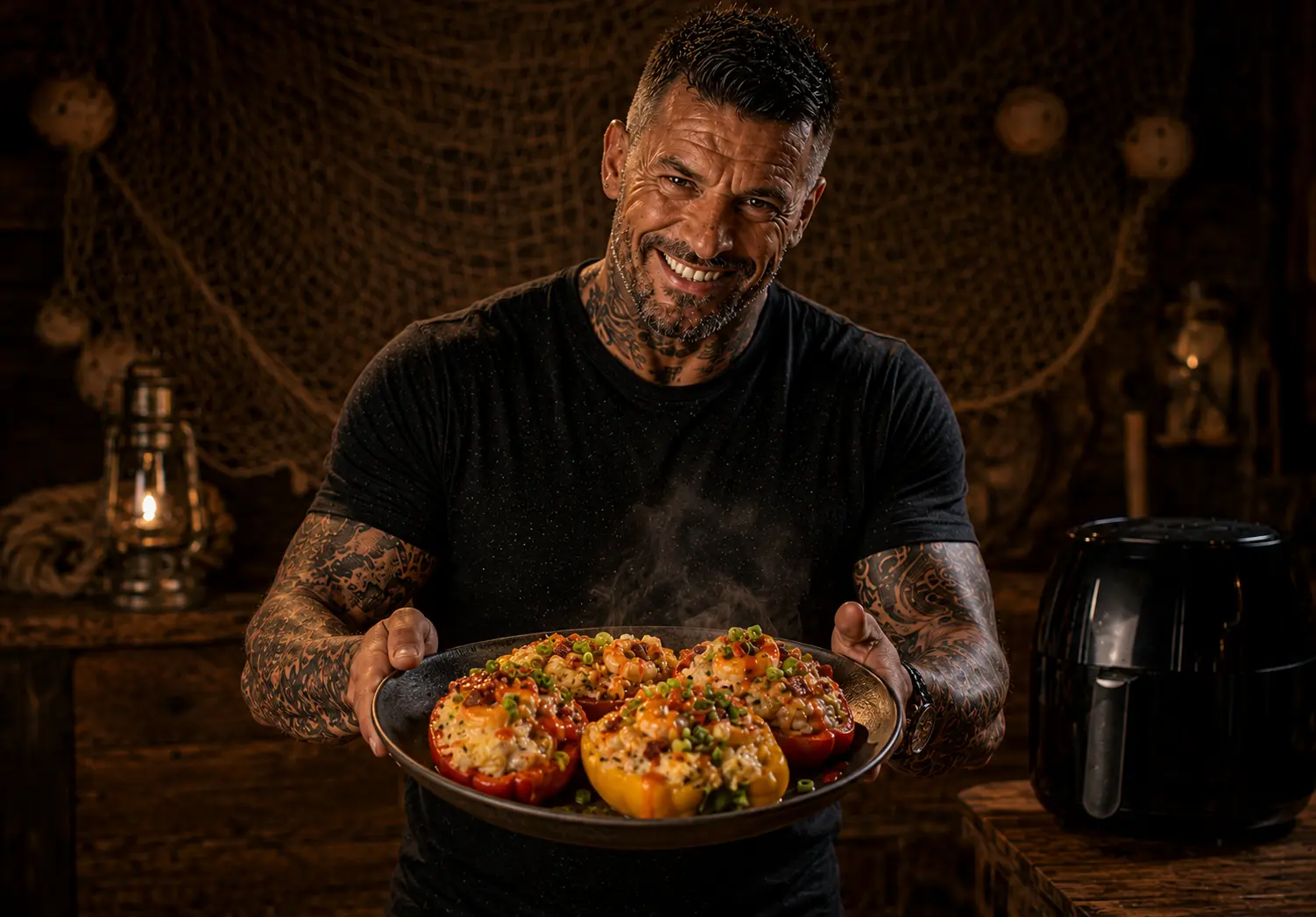 Air Fryer Southern Shrimp & Grits Stuffed Pepper Boats