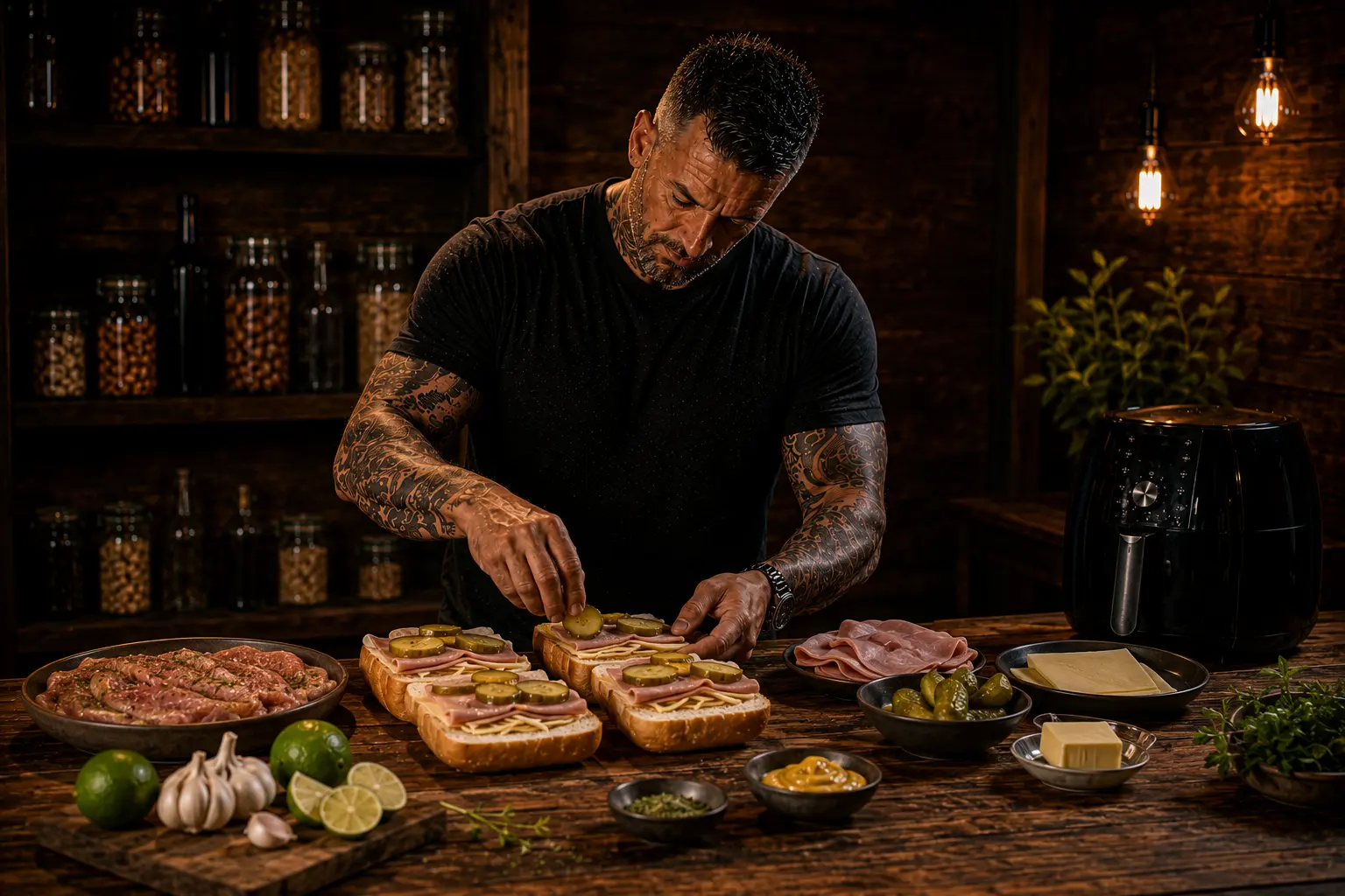 Air Fryer Cuban Medianoche Pork Sandwich Melts preparation stage