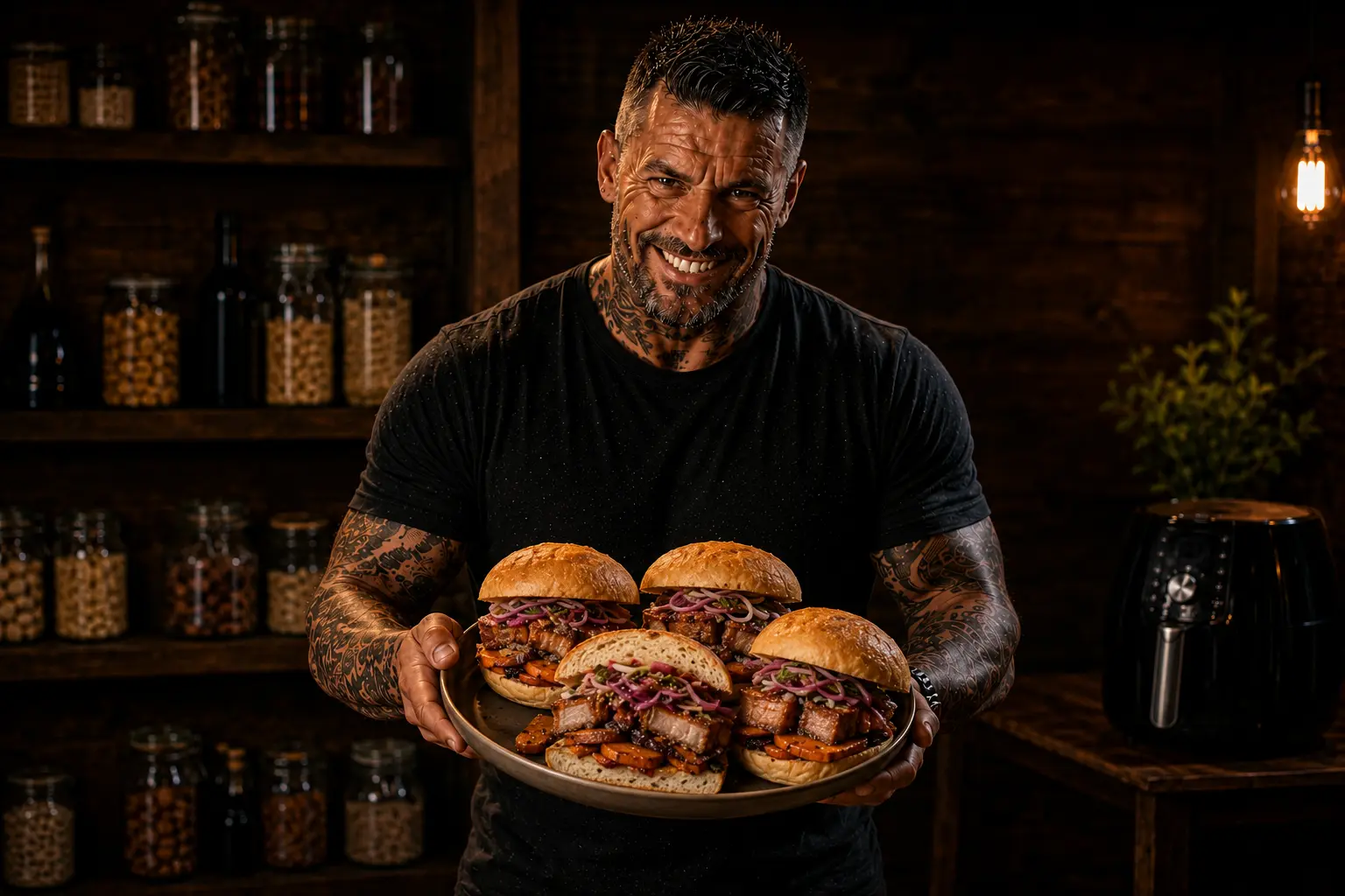 Air Fryer Peruvian Chicharron Pork & Sweet Potato Baps