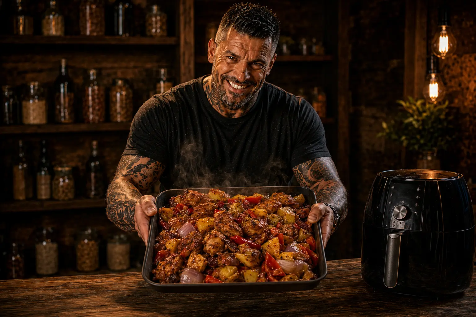 Air-Fryer Sri Lankan Devilled Chicken & Pineapple Trays
