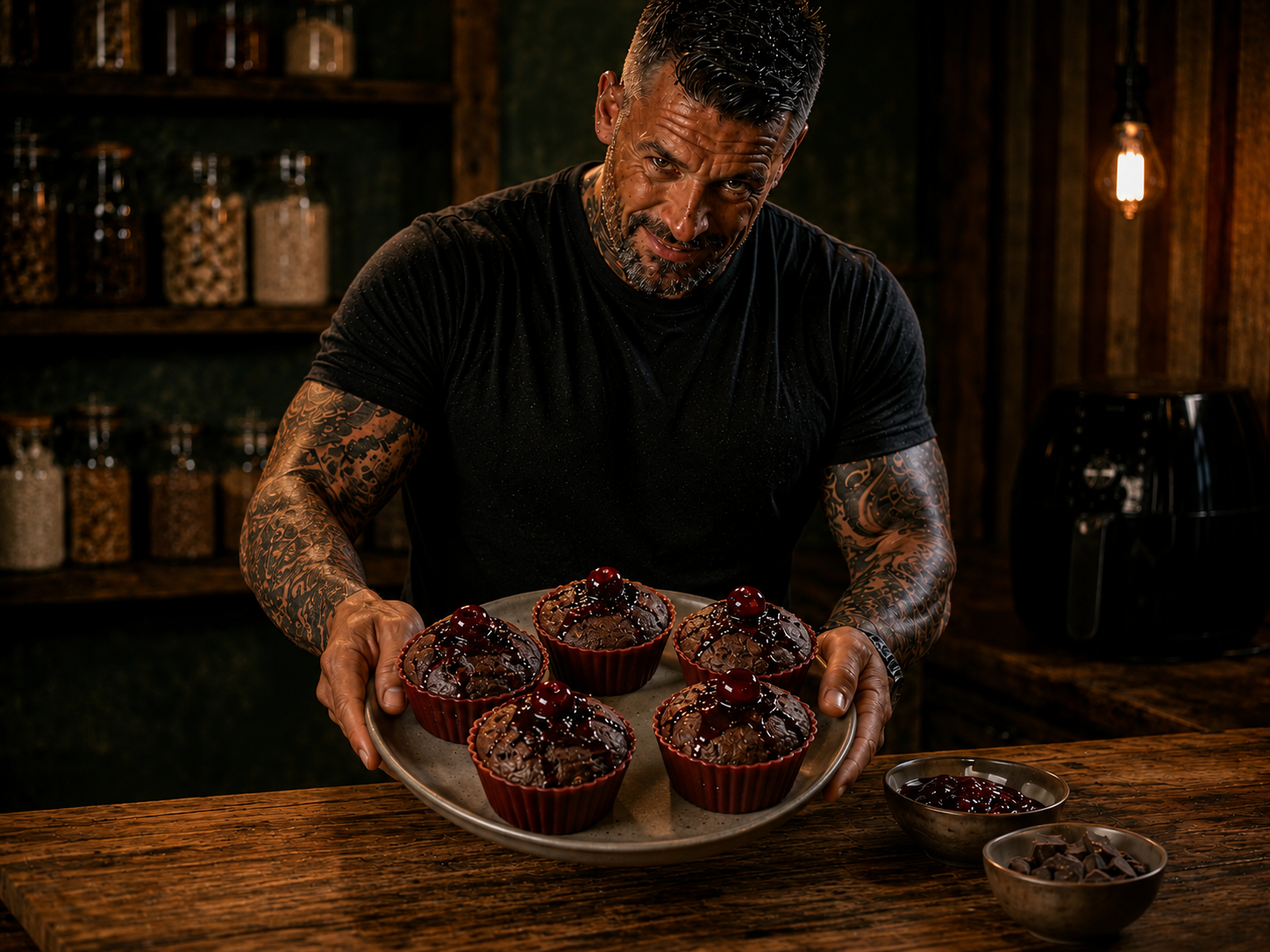 Air-Fryer Cherry Cola Chocolate Cake Cups