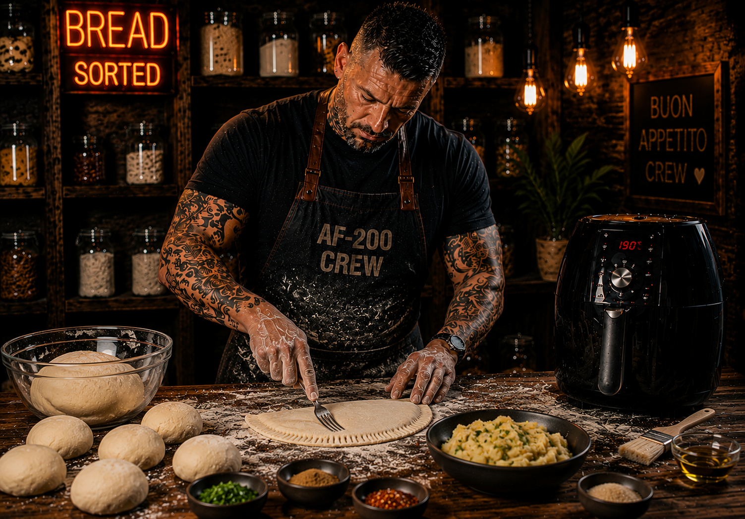 Air-Fryer Afghan Bolani Flatbreads preparation stage
