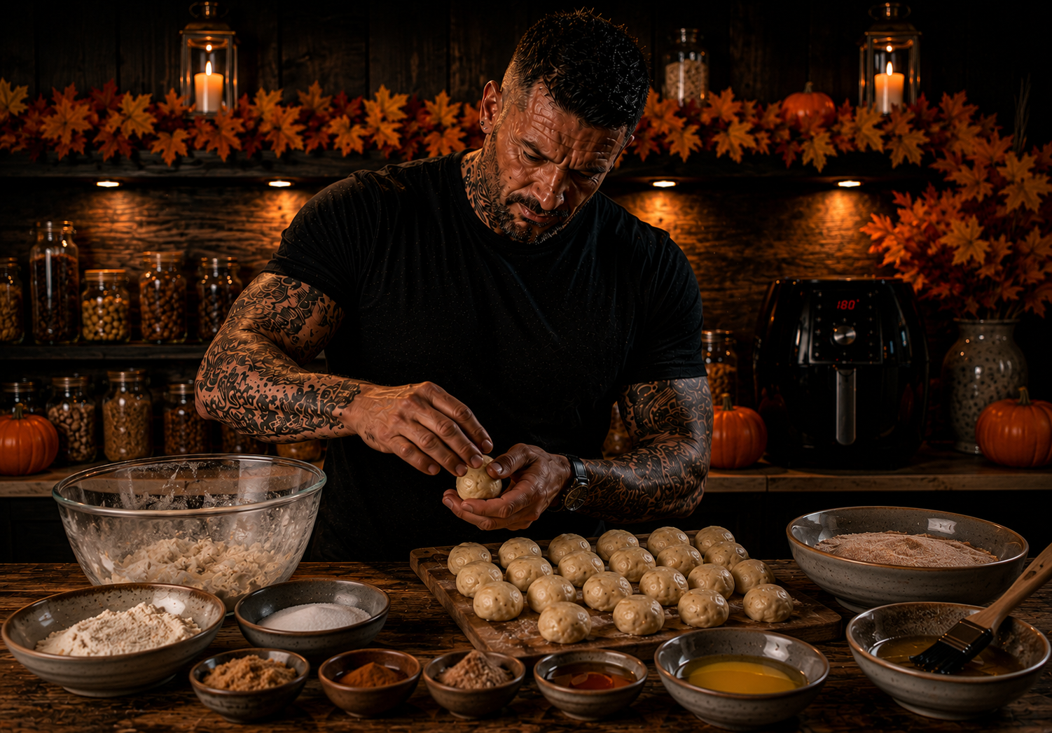 AIR-FRYER APPLE CIDER DOUGHNUT BITES preparation stage