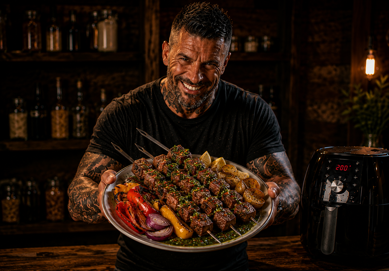Air-Fryer Argentinian Chimichurri Steak Skewers