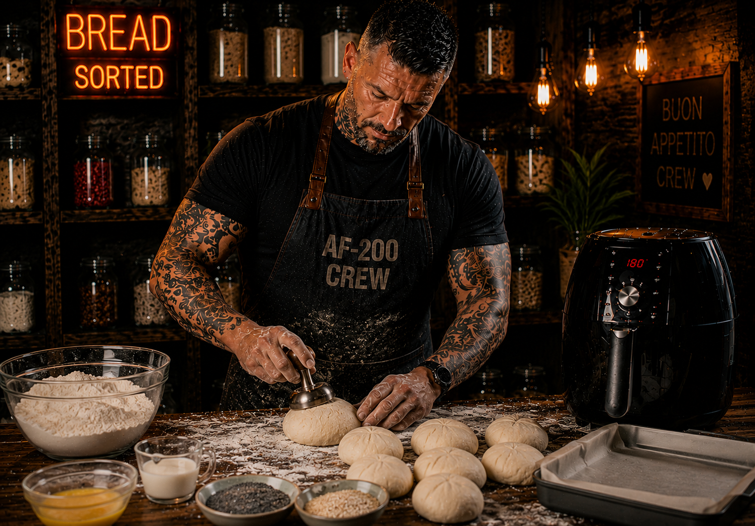 Air-Fryer Austrian Kaiser Rolls preparation stage