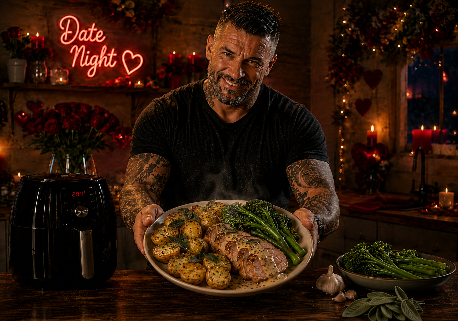 Air-Fryer Apple Cider Pork Tenderloin with Sage Potatoes