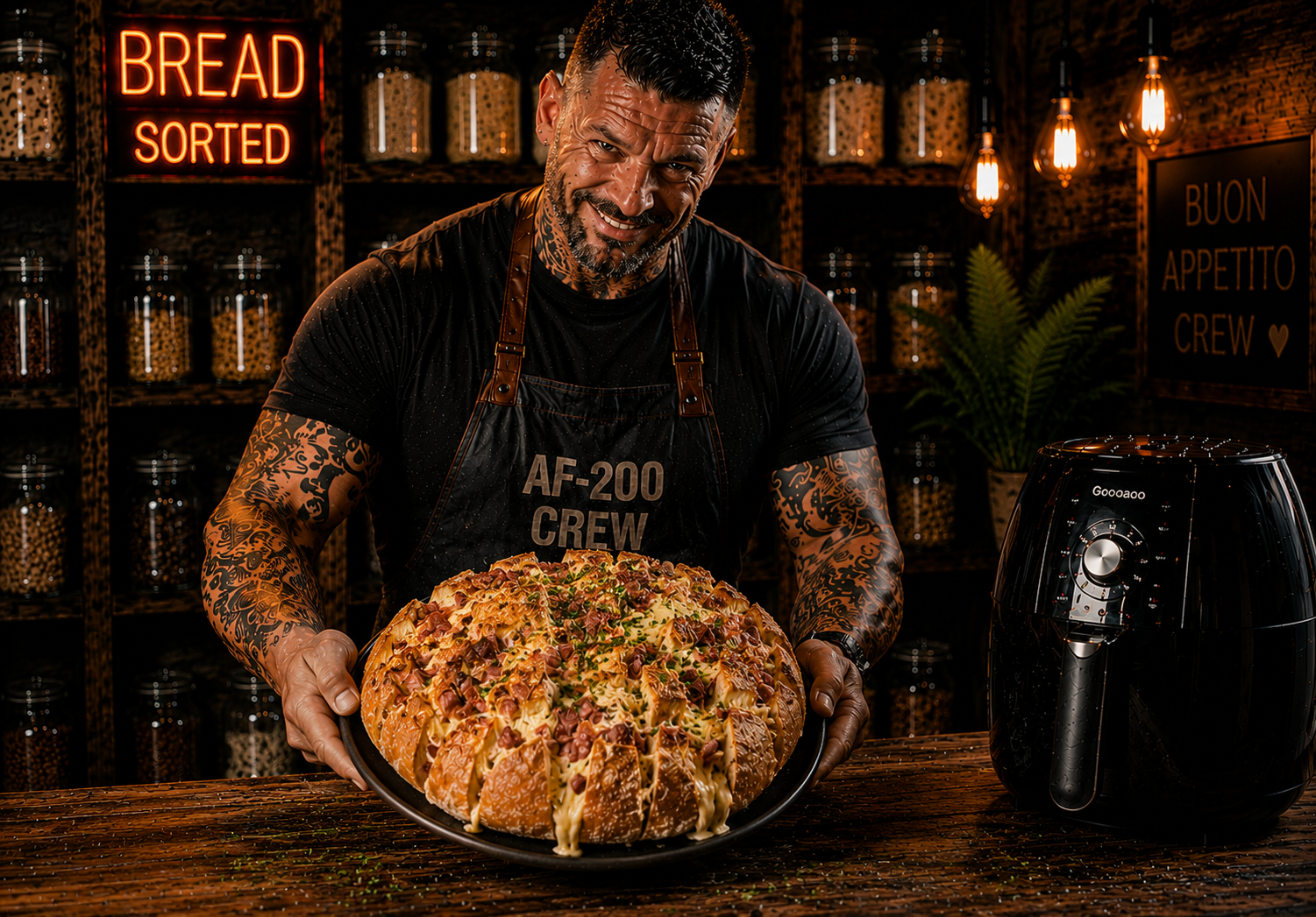 Air-Fryer Bacon & Cheddar Pull-Apart Bread