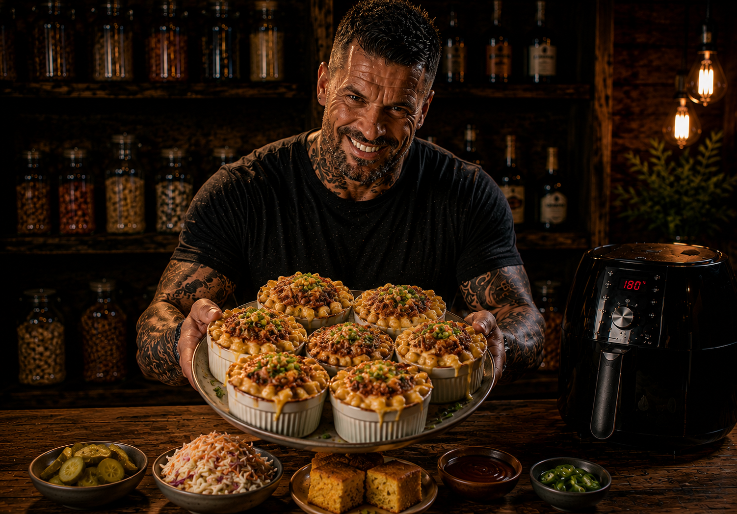 Air Fryer BBQ Brisket Mac & Cheese Pots