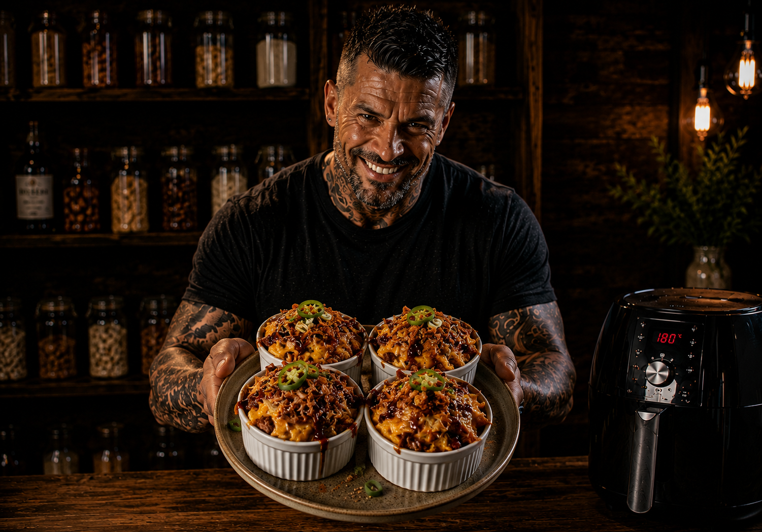 Air Fryer BBQ Chicken Cornbread Pots