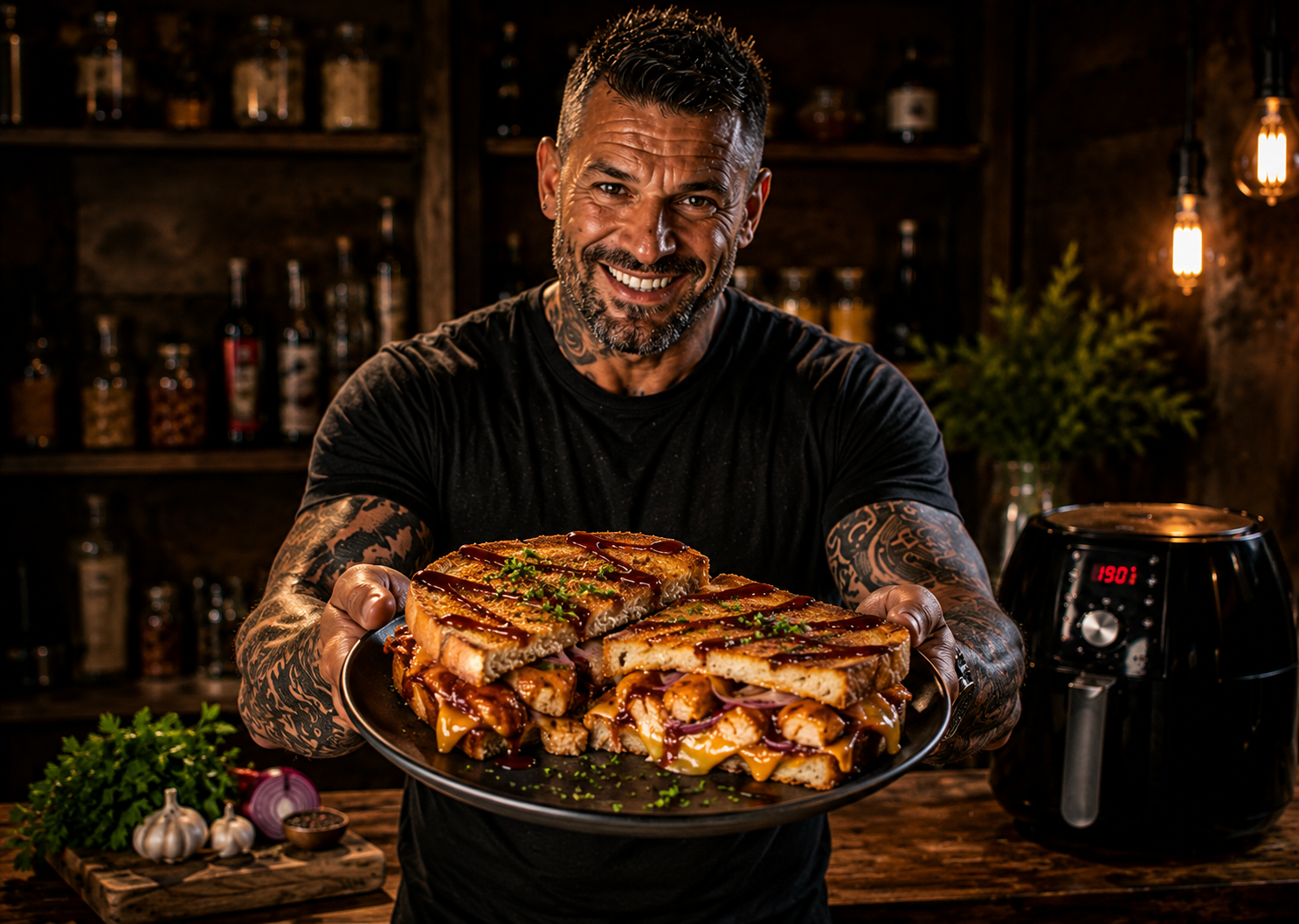 Air-Fryer Bbq Chicken Pizza Toasties