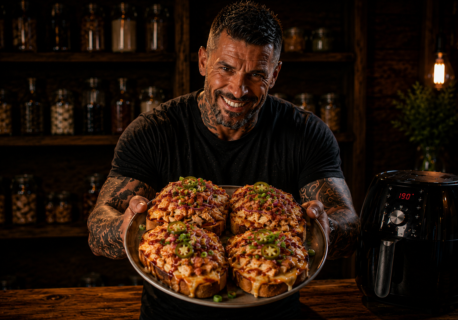 Air Fryer BBQ Chicken Pizza Toast Melts