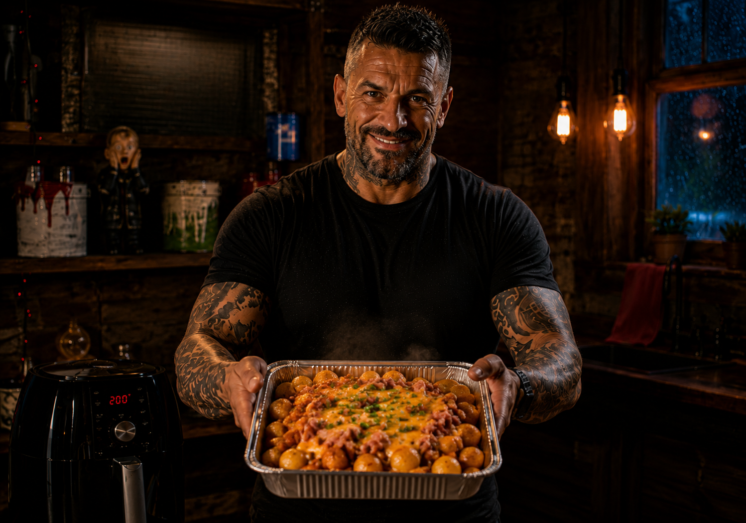 Air-Fryer Beans, Bacon & Potato Bake
