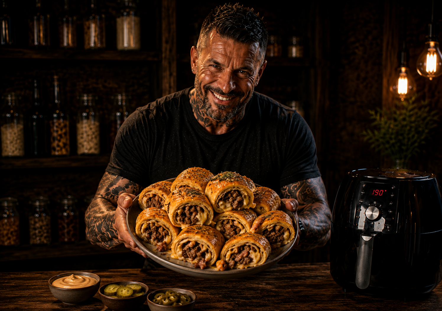 Air-Fryer Beef & Bacon Cheeseburger Rolls