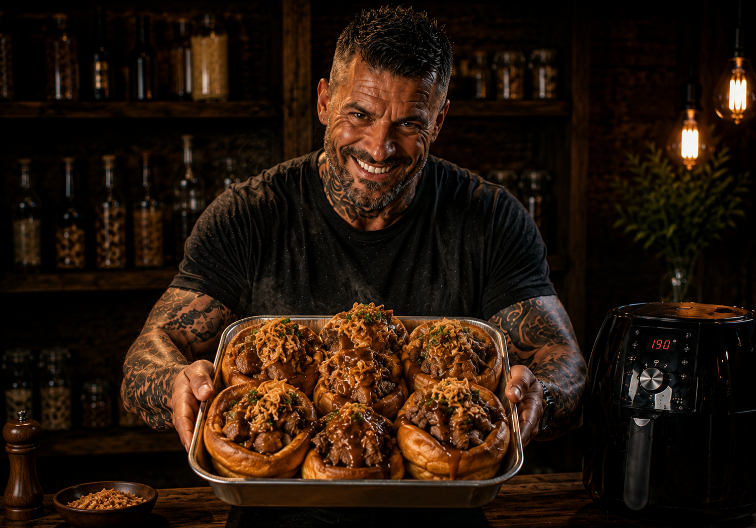 Air-Fryer Beef & Onion Gravy Yorkshire Pudding Trays