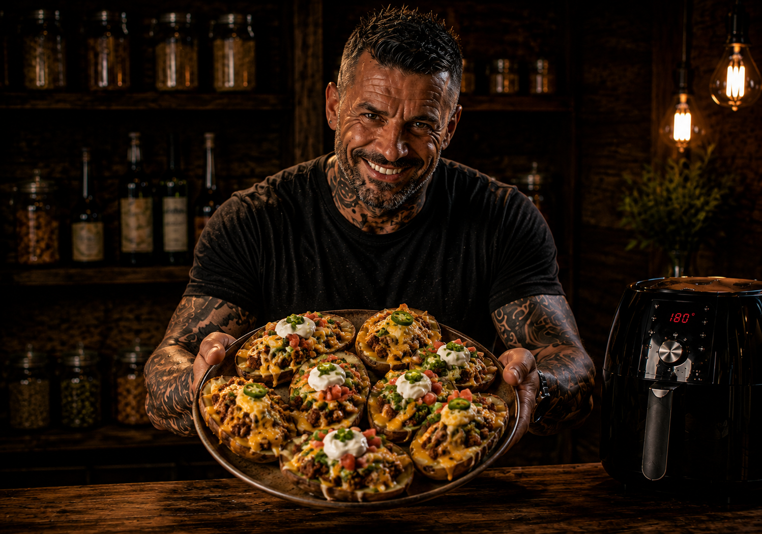 Air-Fryer Beef Taco Loaded Potato Skins